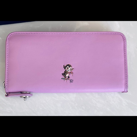 COACH GARY BASEMAN PURPLE ACCORDION WALLET - Picture 2 of 14